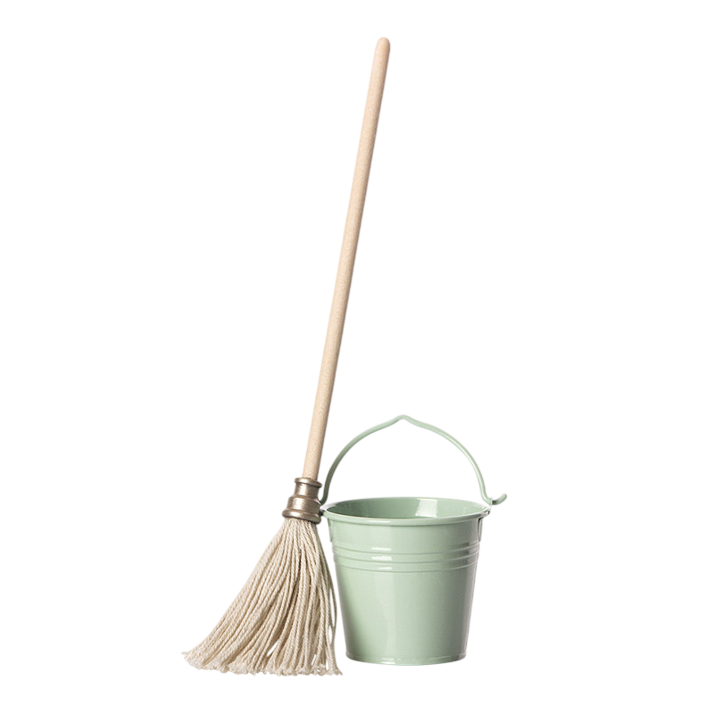 Maileg Maus Eimer und Wischmop für Puppenhaus