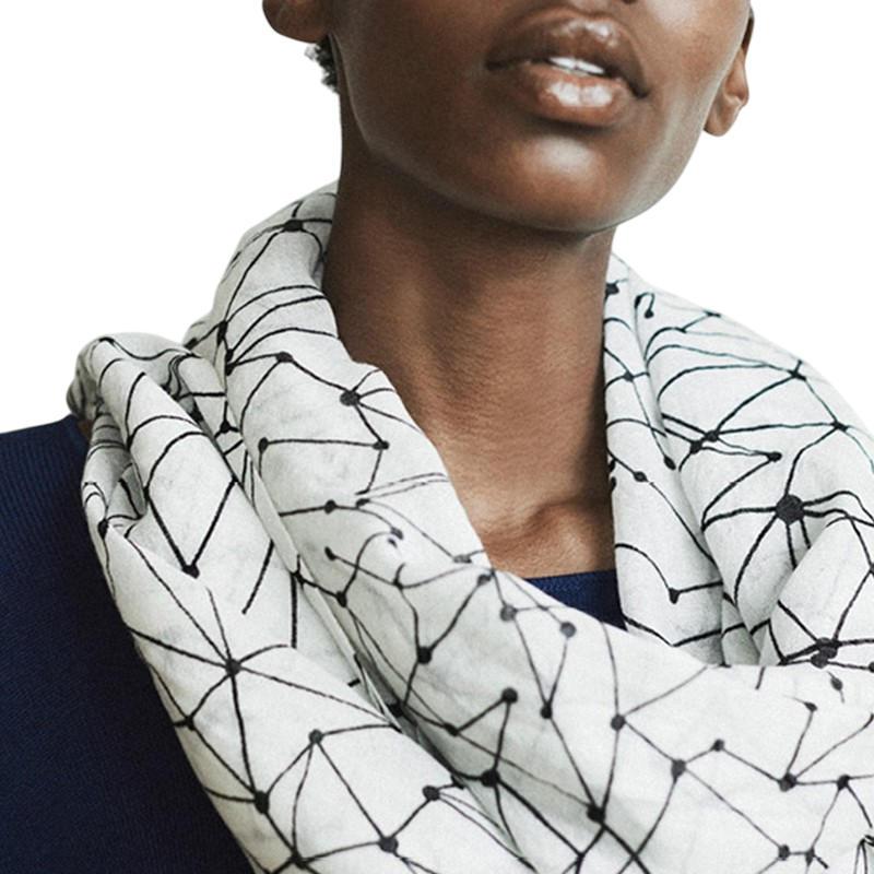 Woll-Schal Sterne Weiss