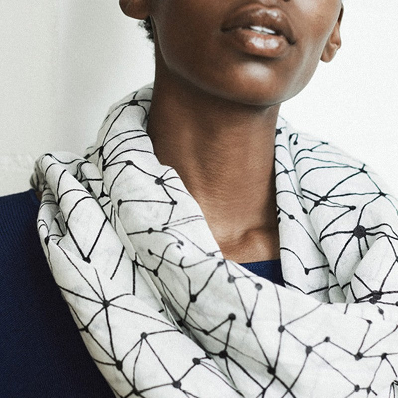 Woll-Schal Sterne Weiss