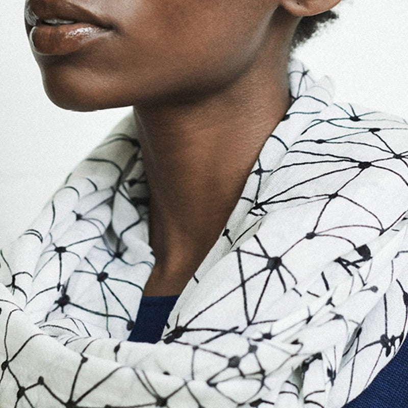 Woll-Schal Sterne Weiss