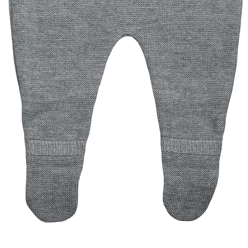 Strampler Merinowolle mit Fuss grau-mélange