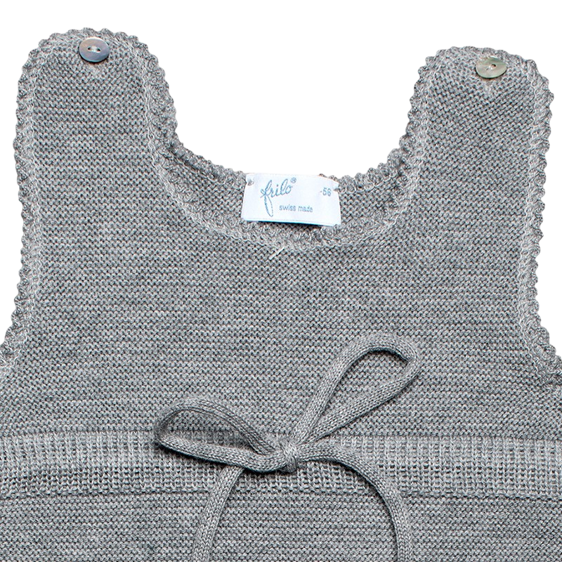 Strampler Merinowolle mit Fuss grau-mélange