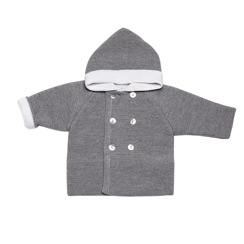 Manteau laine mérinos gris-mélange