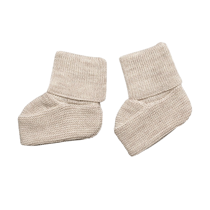 Babyschuhe Merinowolle beige-mélange