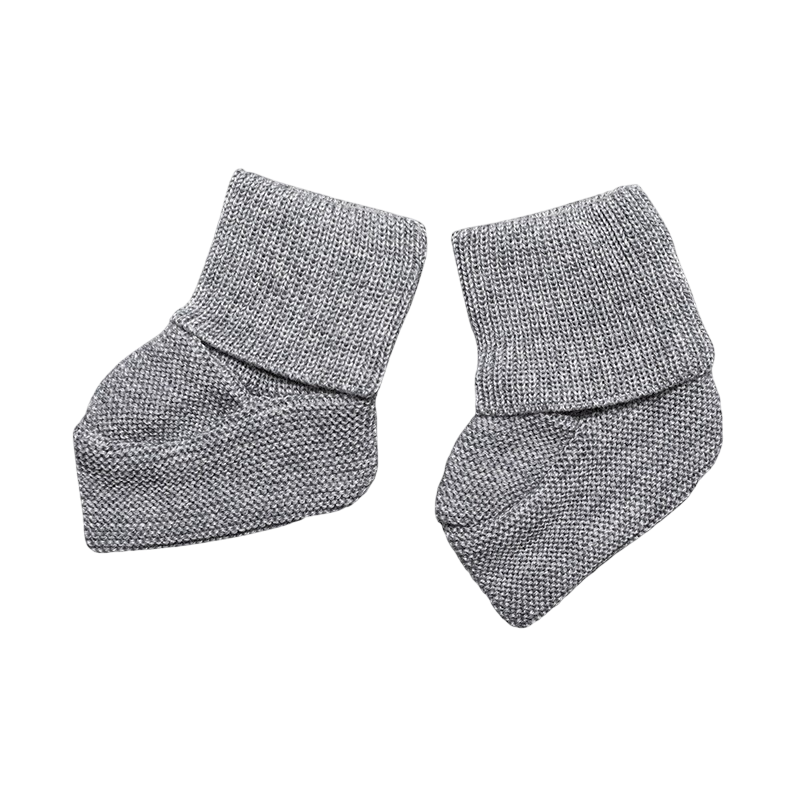 Babyschuhe Merinowolle grau-mélange