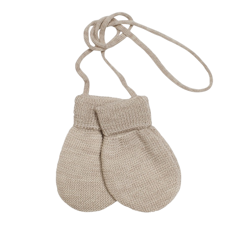 Fäustlinge Merinowolle beige-mélange