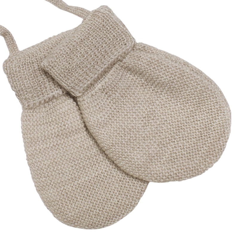 Moufles laine mérinos beige-mélange