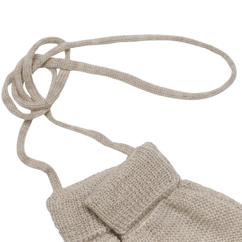 Moufles laine mérinos beige-mélange