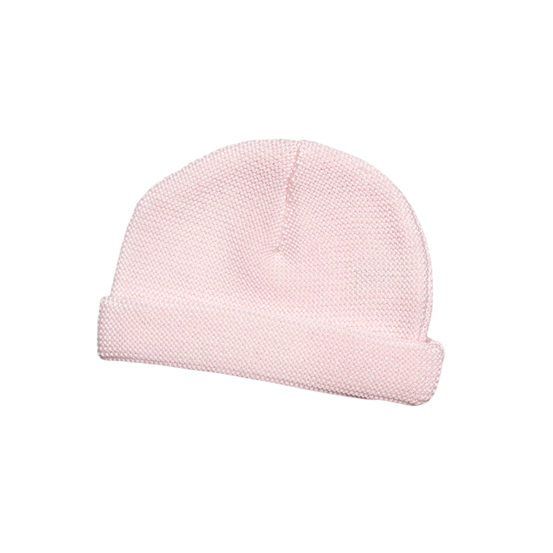 Bonnet laine mérinos rose