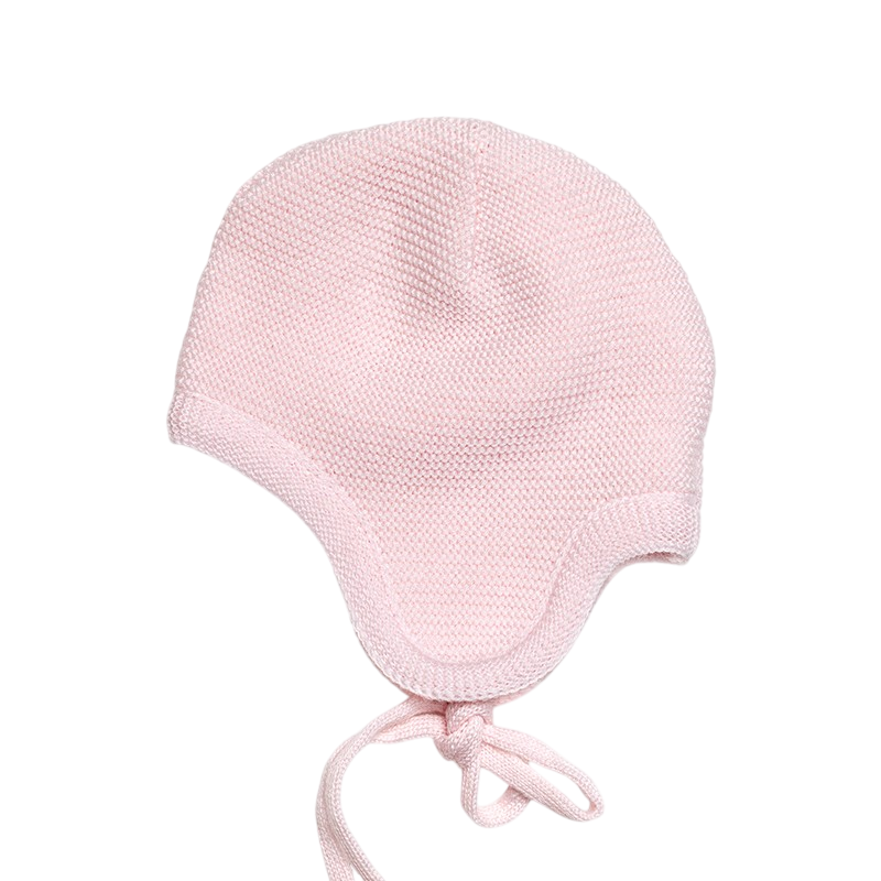 Merino wool hat with pink ears