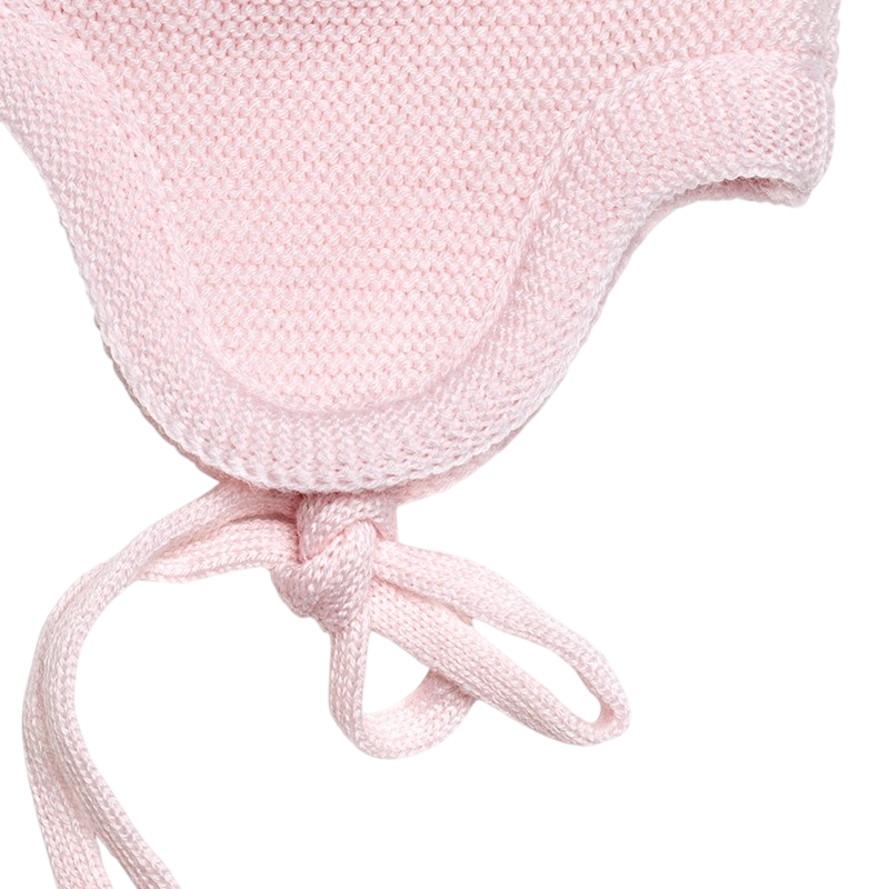 Mütze Merinowolle mit Ohren rosa