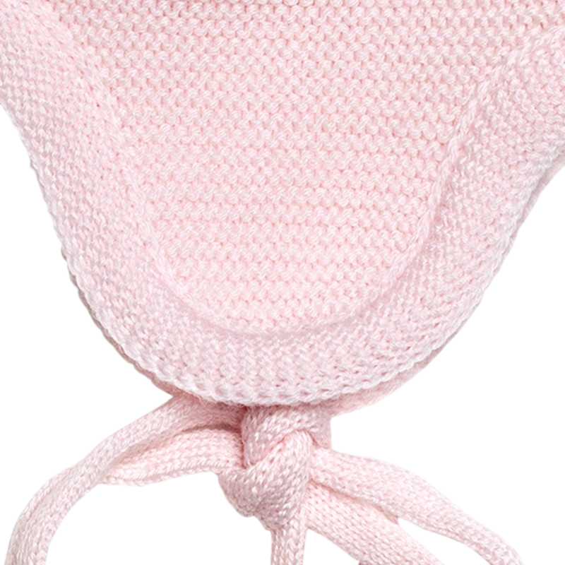 Mütze Merinowolle mit Ohren rosa