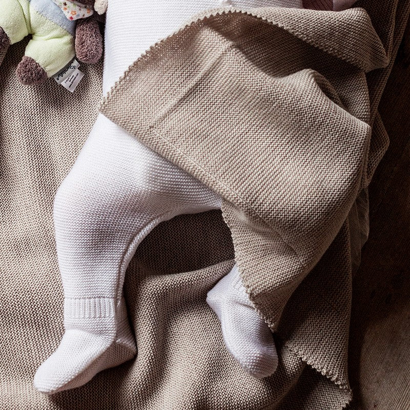 Baby blanket merino wool beige-mélange