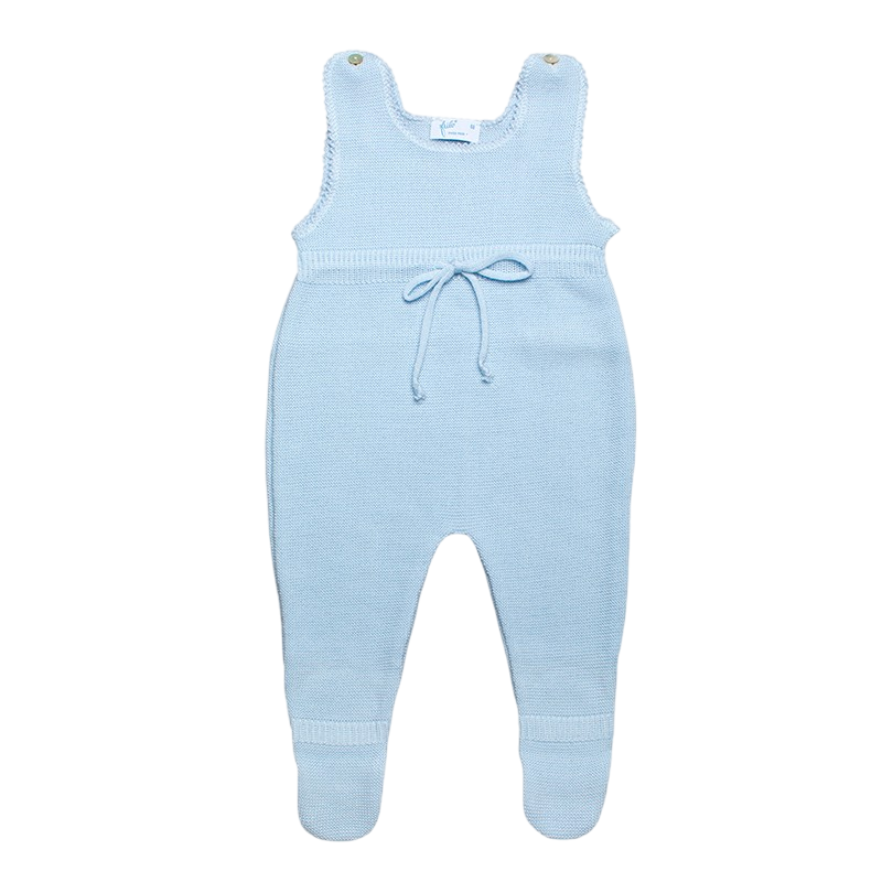 Strampler Merinowolle mit Fuss hellblau