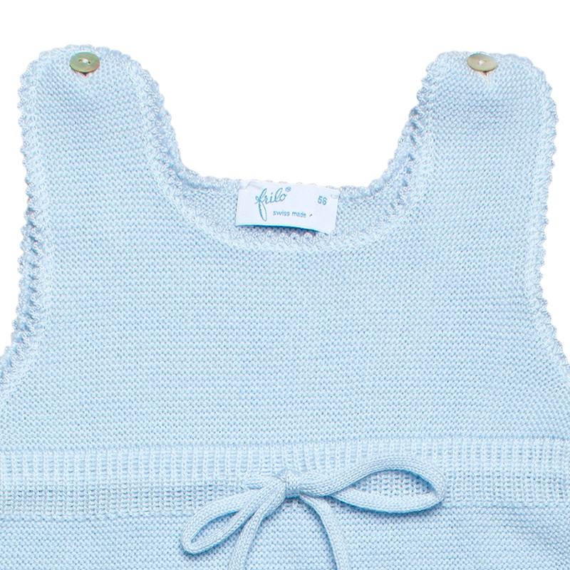 Strampler Merinowolle mit Fuss hellblau