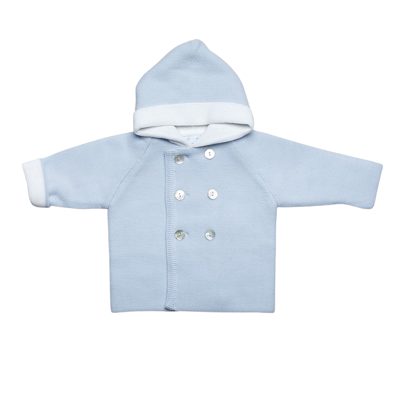 Manteau laine mérinos bleu clair
