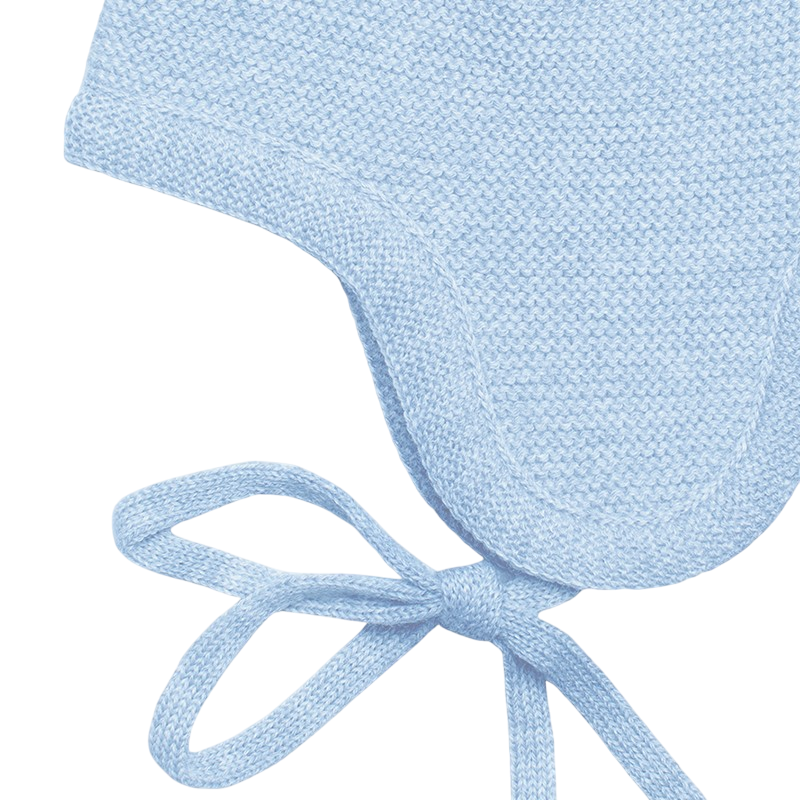 Mütze Merinowolle mit Ohren hellblau