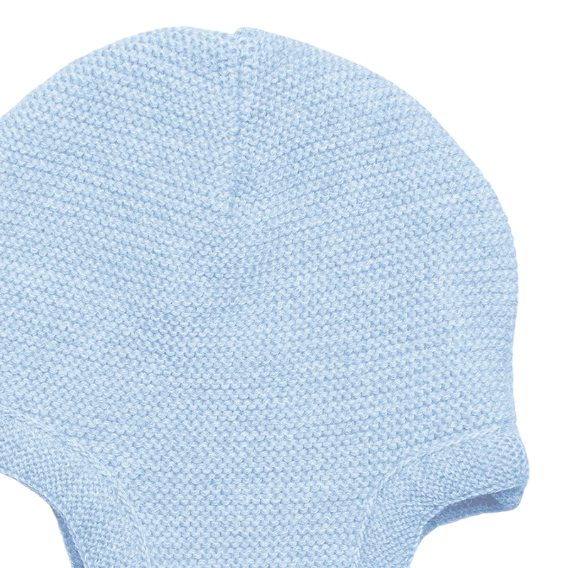 Mütze Merinowolle mit Ohren hellblau
