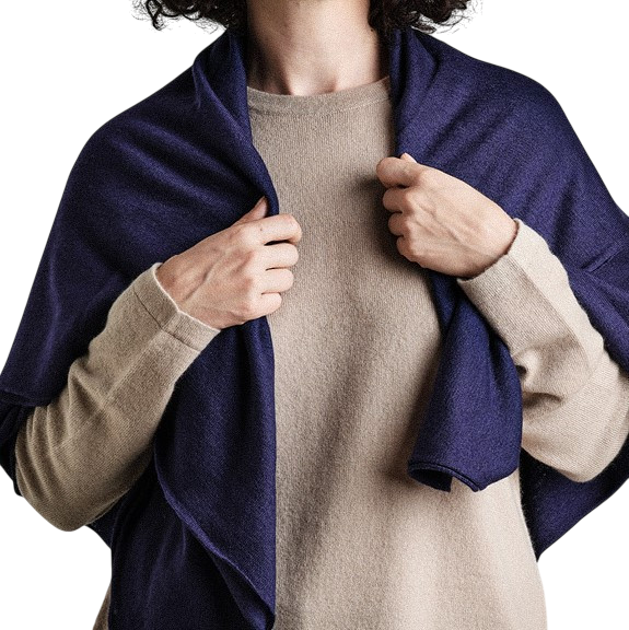 Kaschmir-Strick Schal Uni Blau