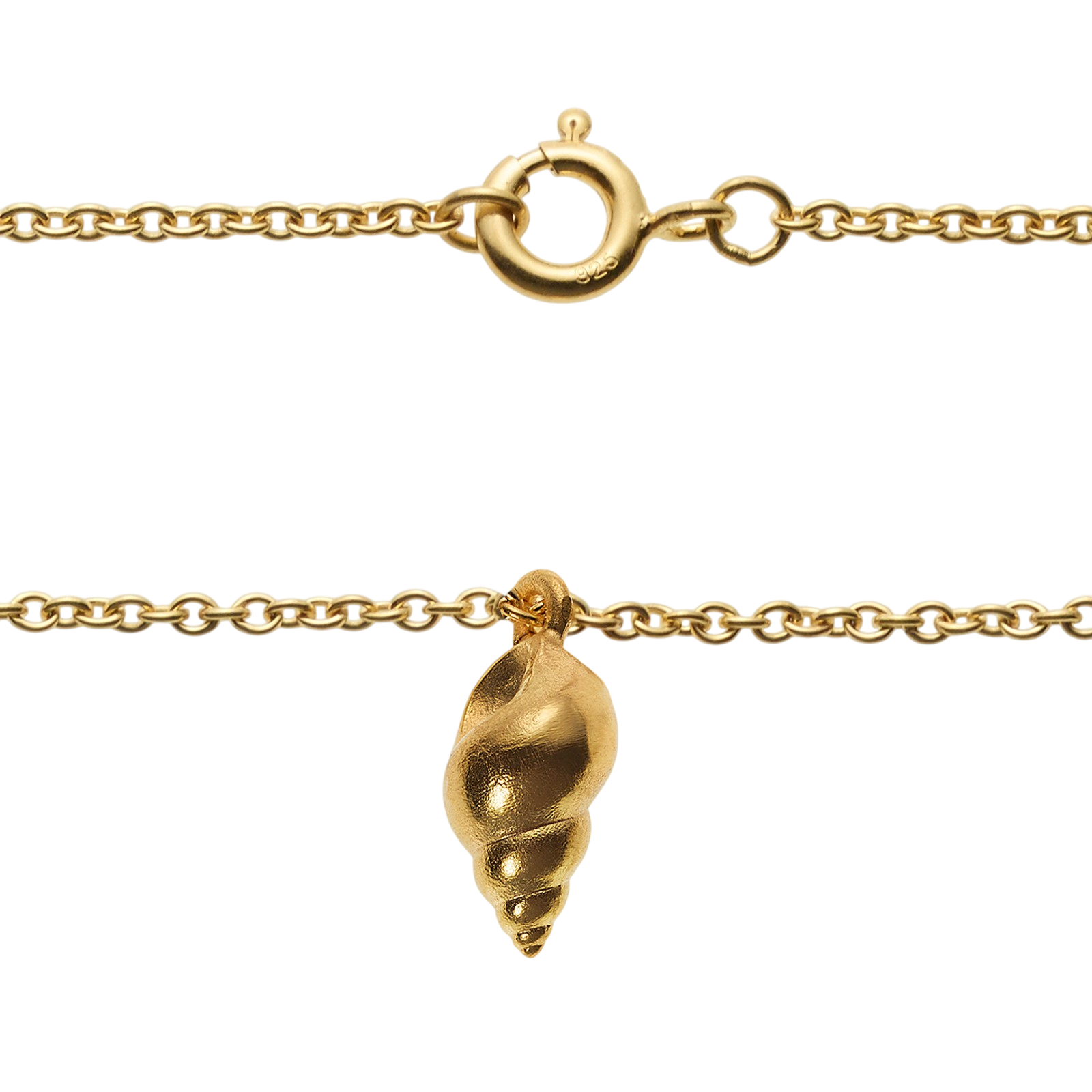 Collier avec 8 pierres de cornaline et pendentif escargot, doré à l'or fin