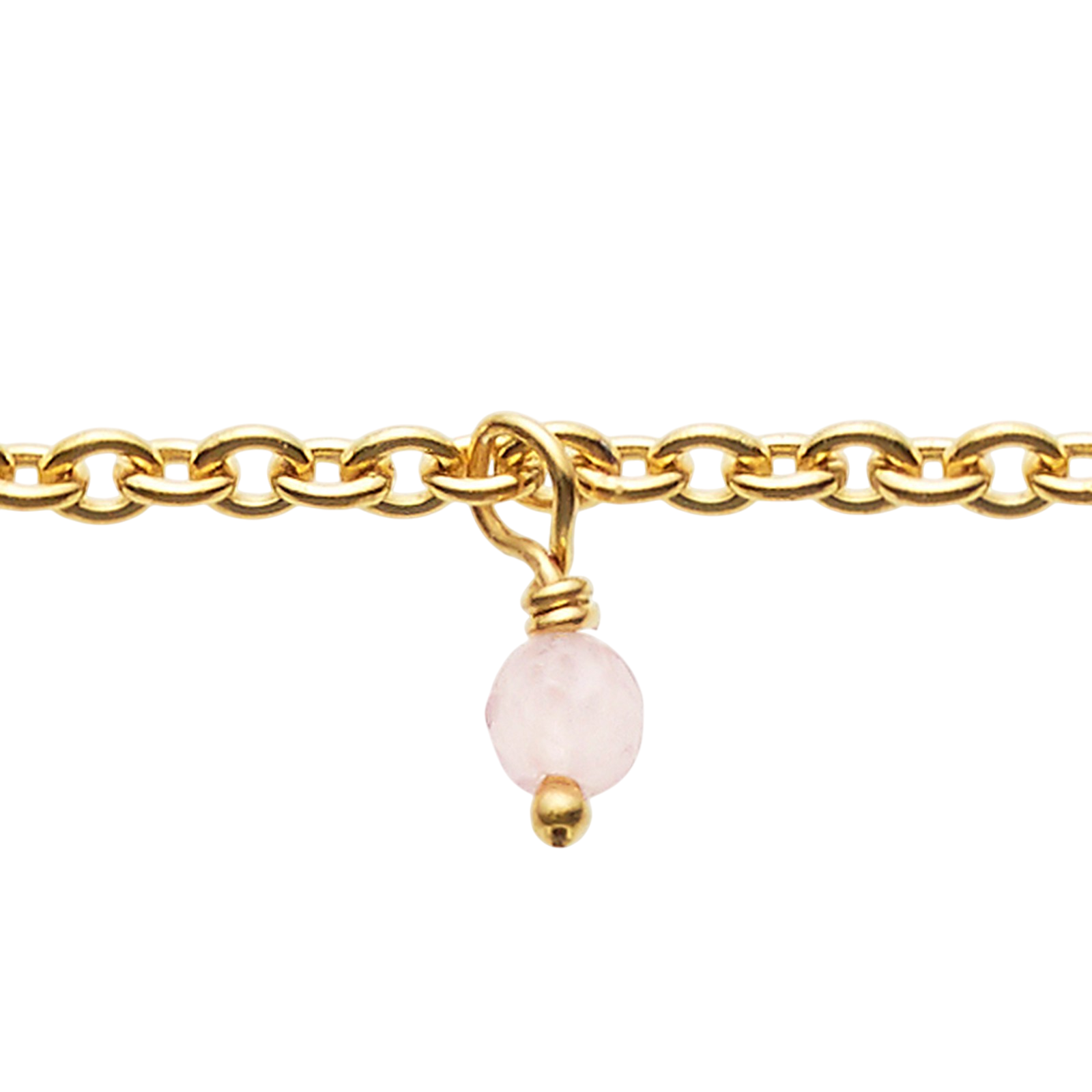 Collier avec 14 pierres de quartz rose, doré