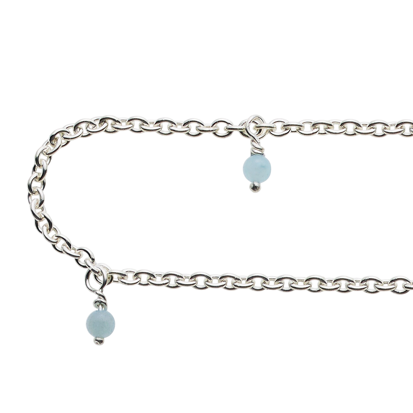 Collier avec 14 pierres Amazonith, argent