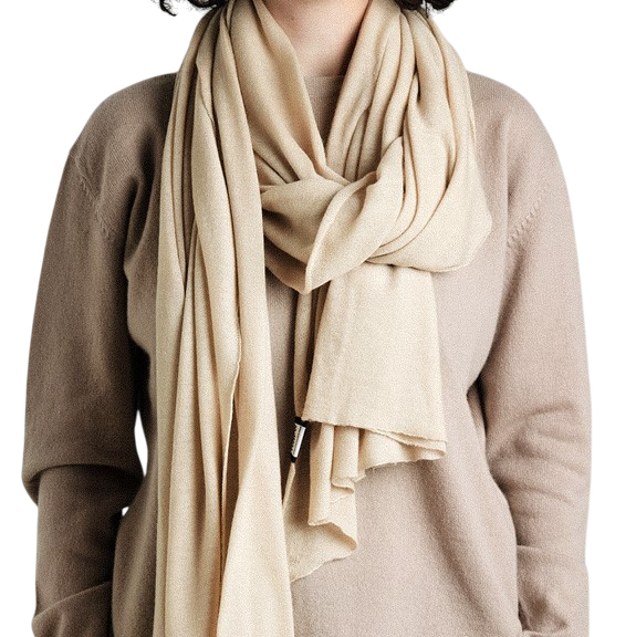 Kaschmir-Strick Schal Uni Beige