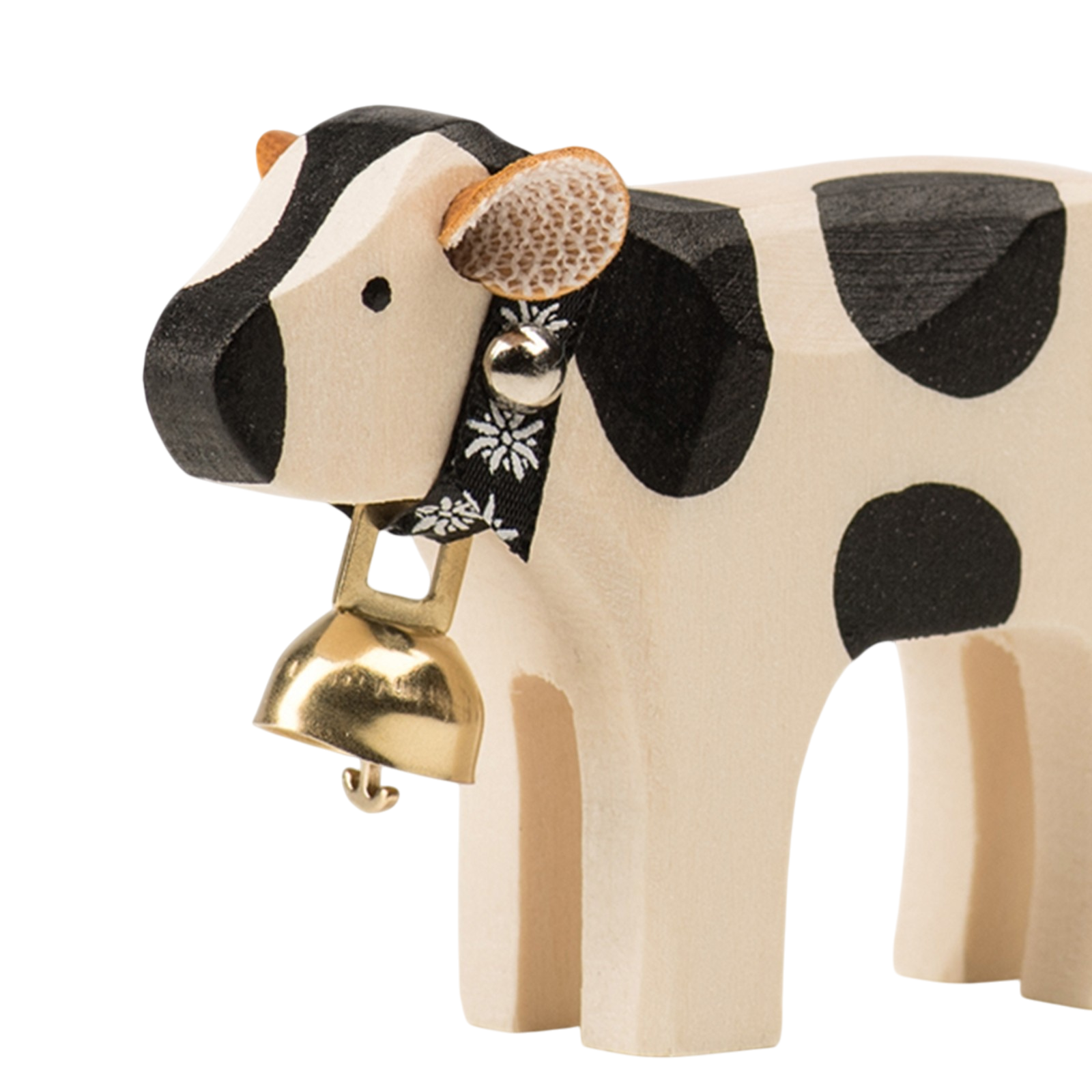 Trauffer Veau avec cloche Animaux en bois fribourgeois