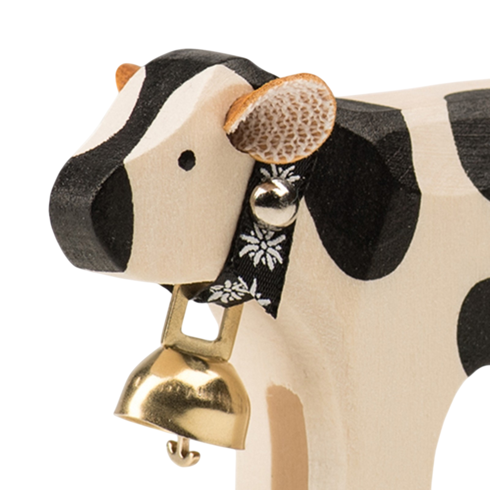 Trauffer Veau avec cloche Animaux en bois fribourgeois