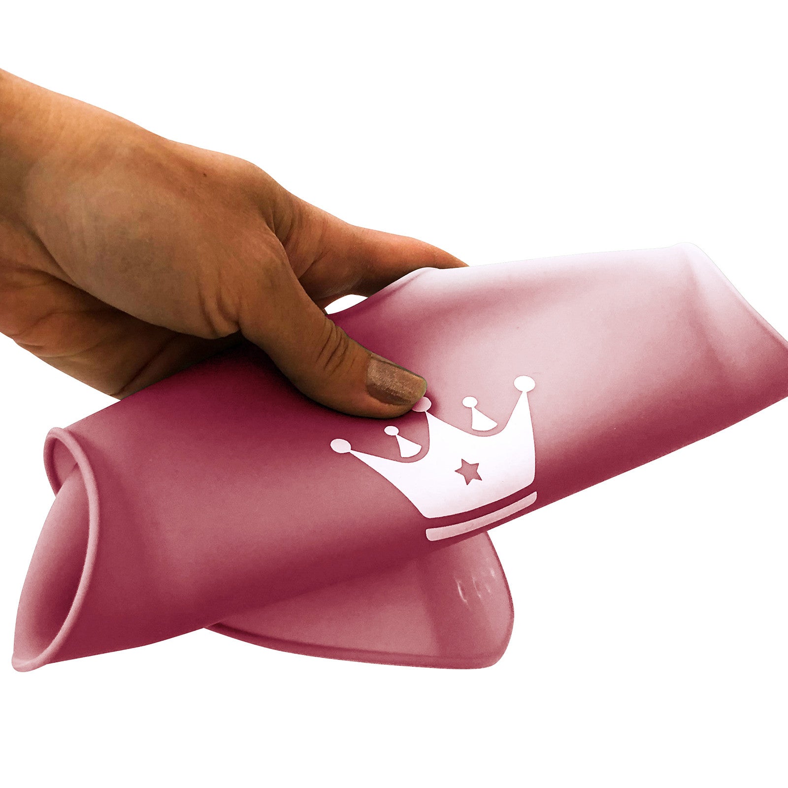 Silicone bib pink with drip tray incl. carrying bag