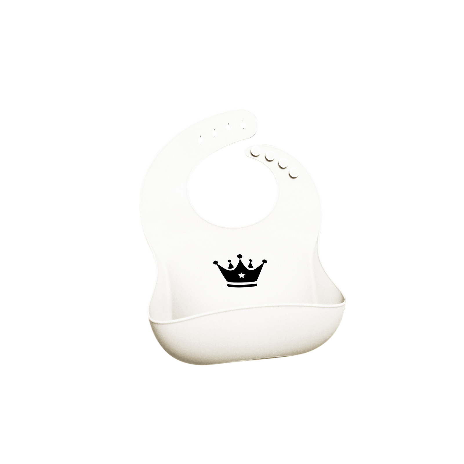 Silicone bib white with drip tray incl. carrying bag