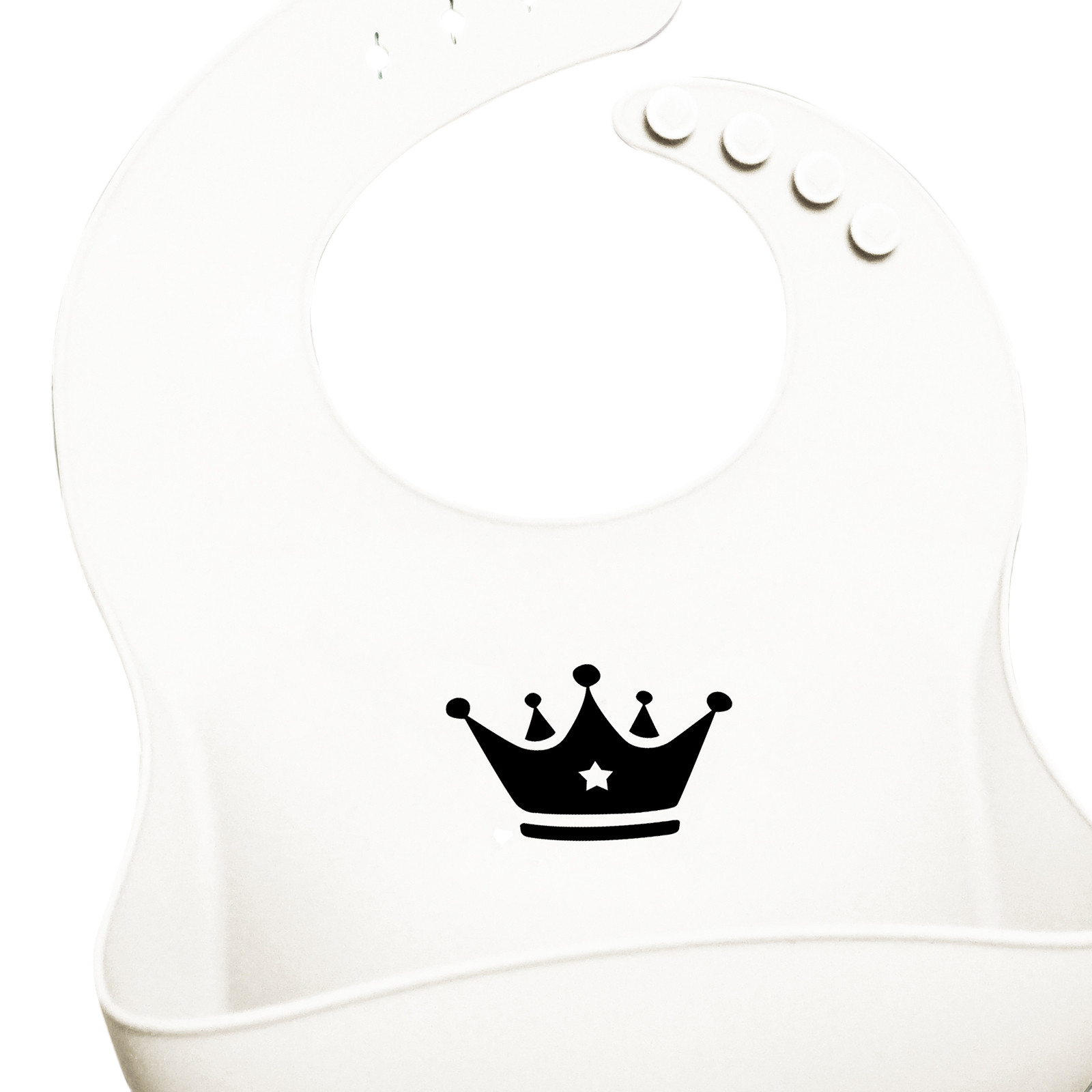 Silicone bib white with drip tray incl. carrying bag