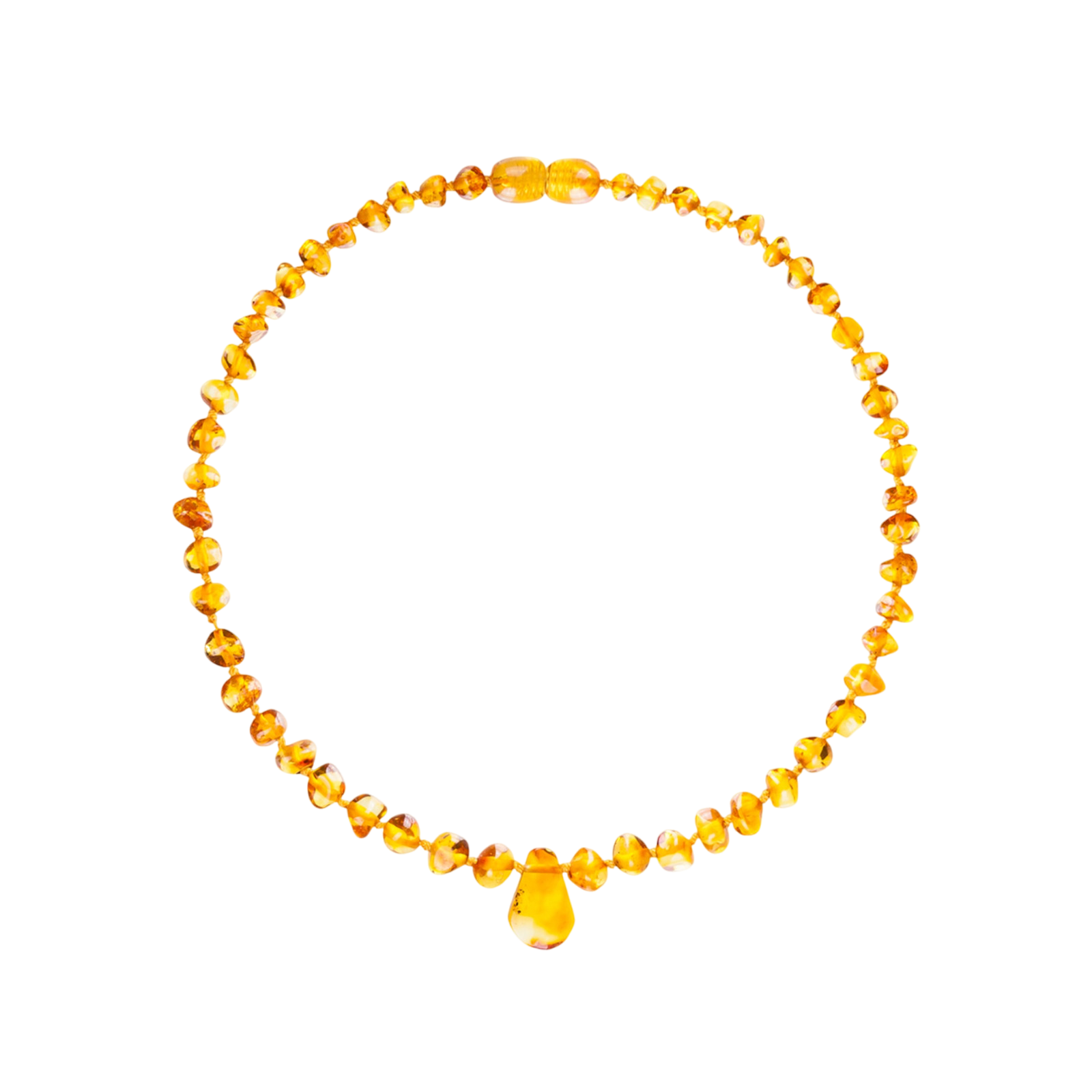 Bernstein Babykette Baroque mit Anhänger, Honey gelb