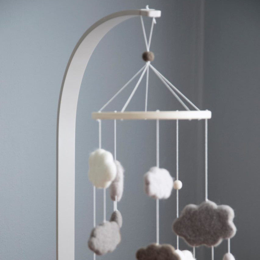 Mobile holder made of wood, gray