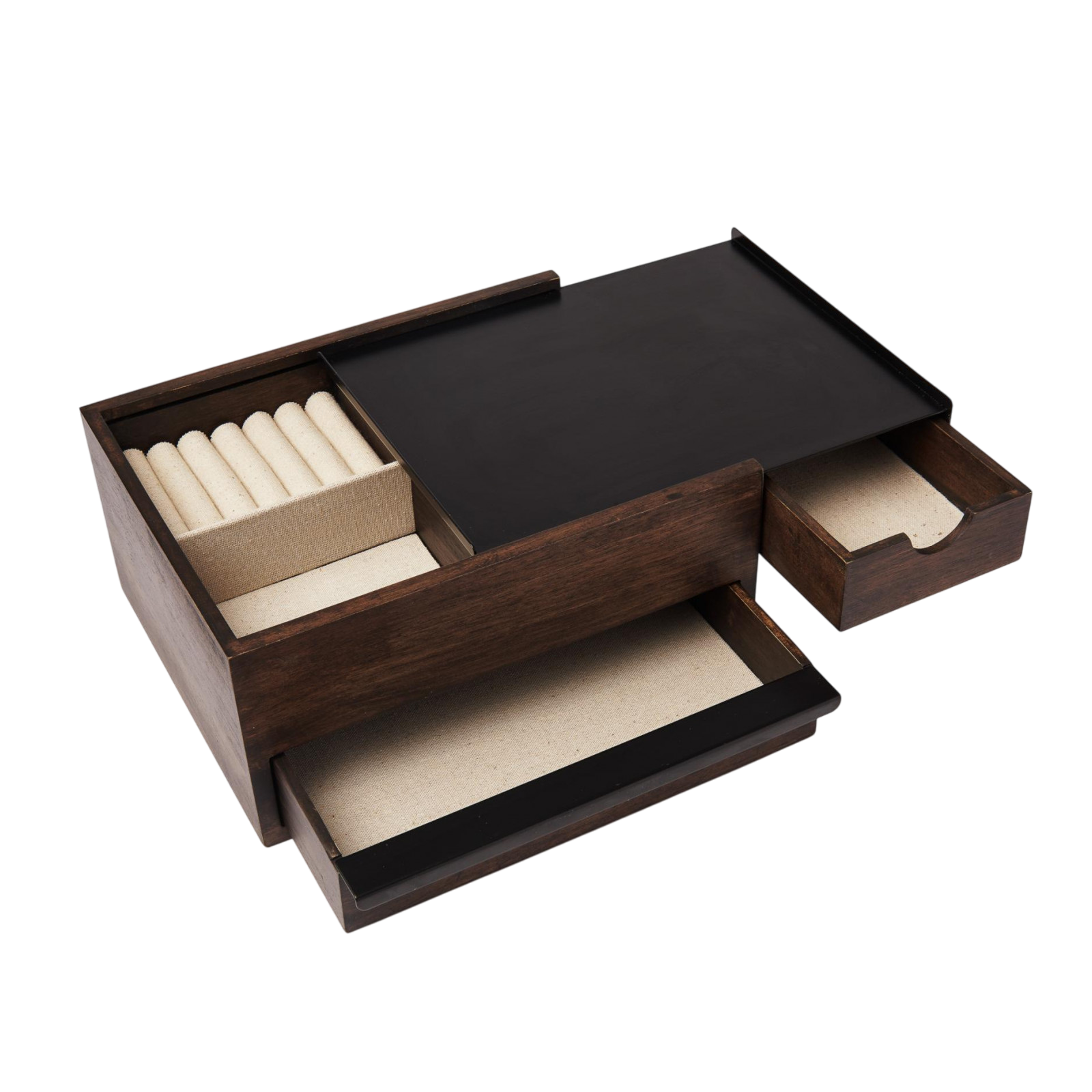 Porte-bijoux Stowit, noir/noyer