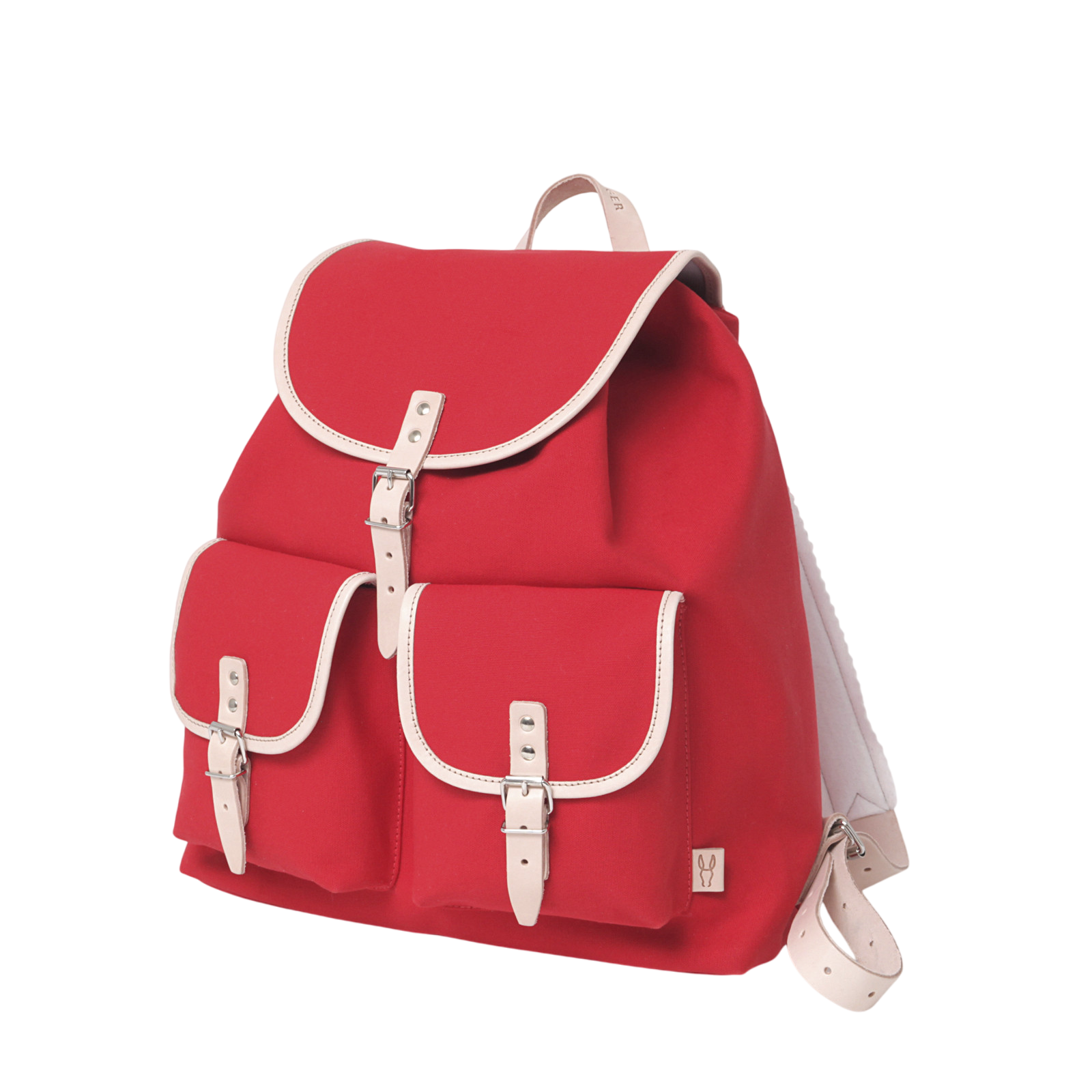 Georg red backpack, natural leather