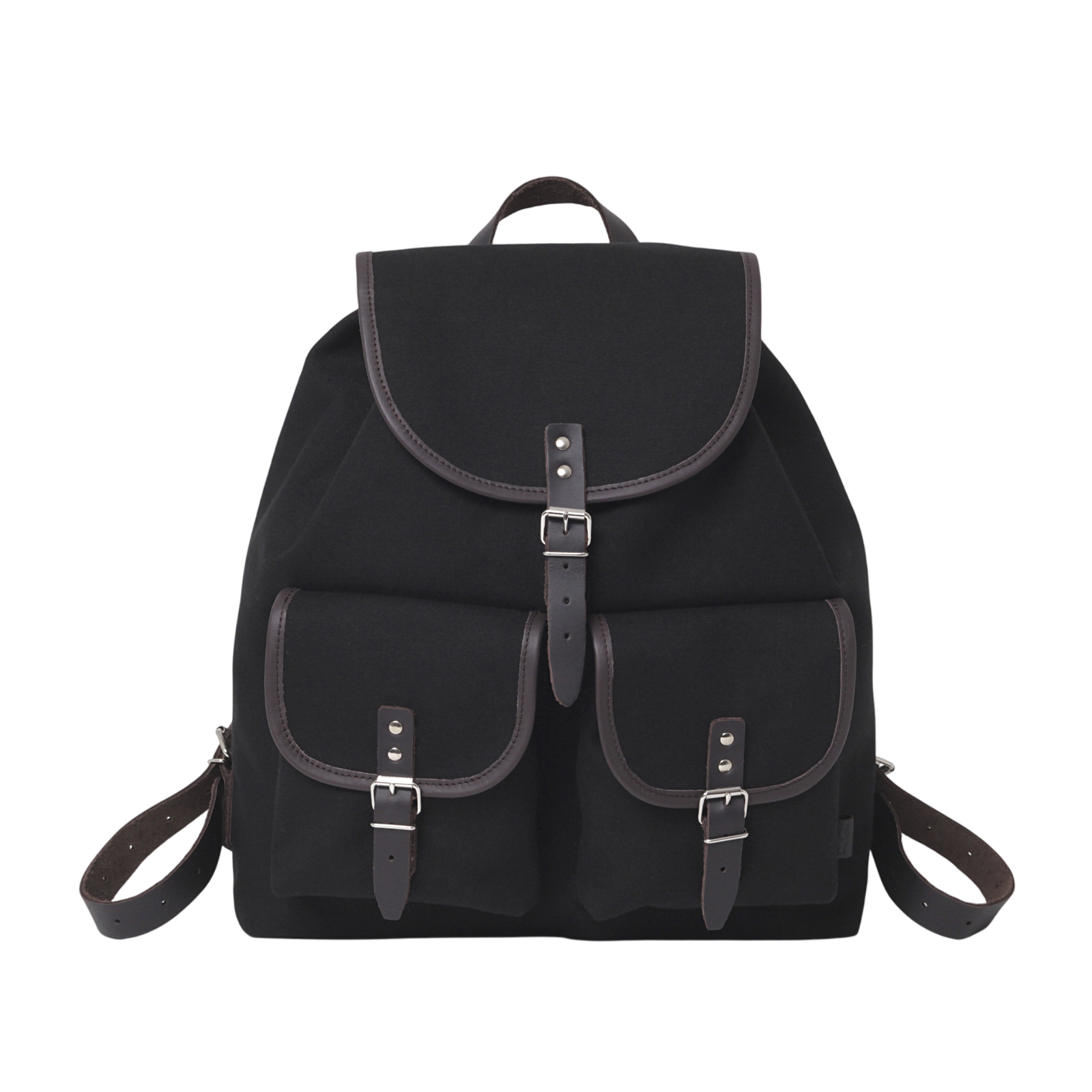 Sac à dos Georg noir, cuir marron