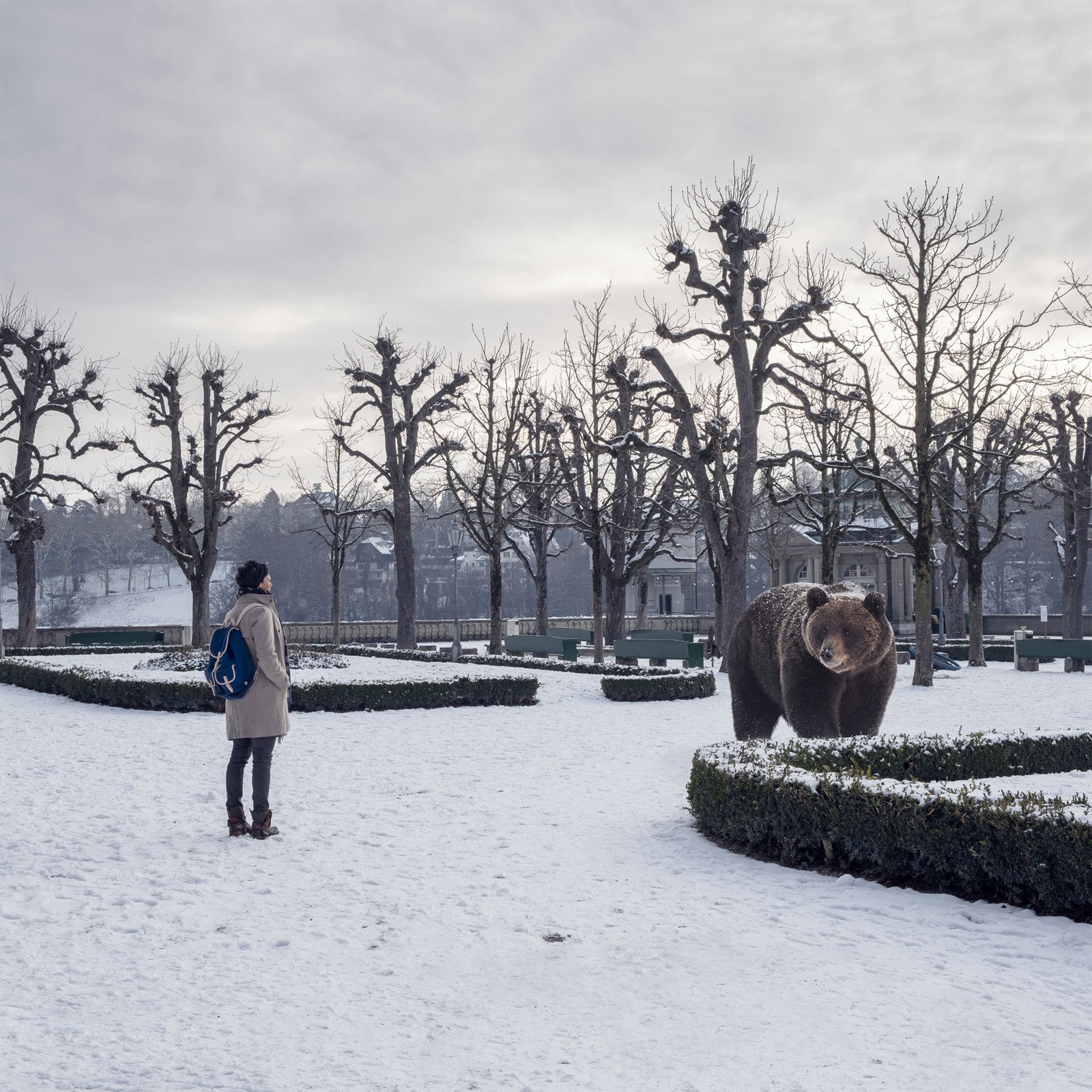 Sac à dos Georg Navy, cuir naturel
