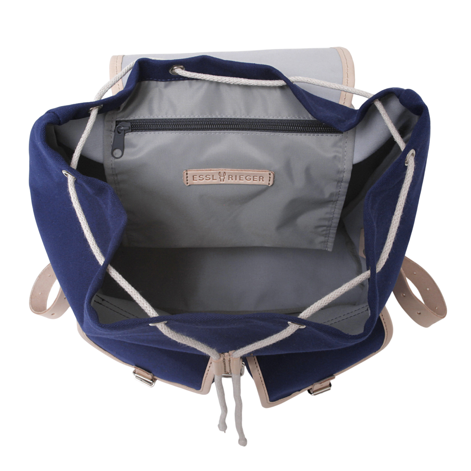 Sac à dos Georg Navy, cuir naturel