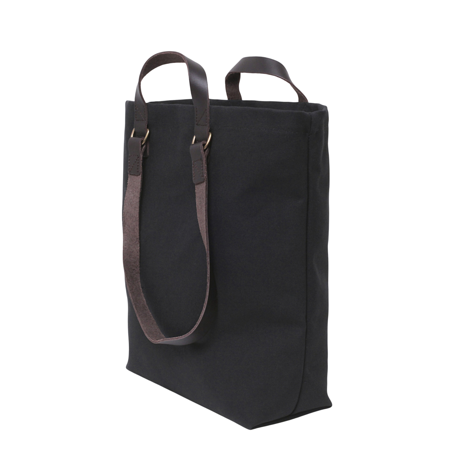 Shopper Sam noir, cuir marron
