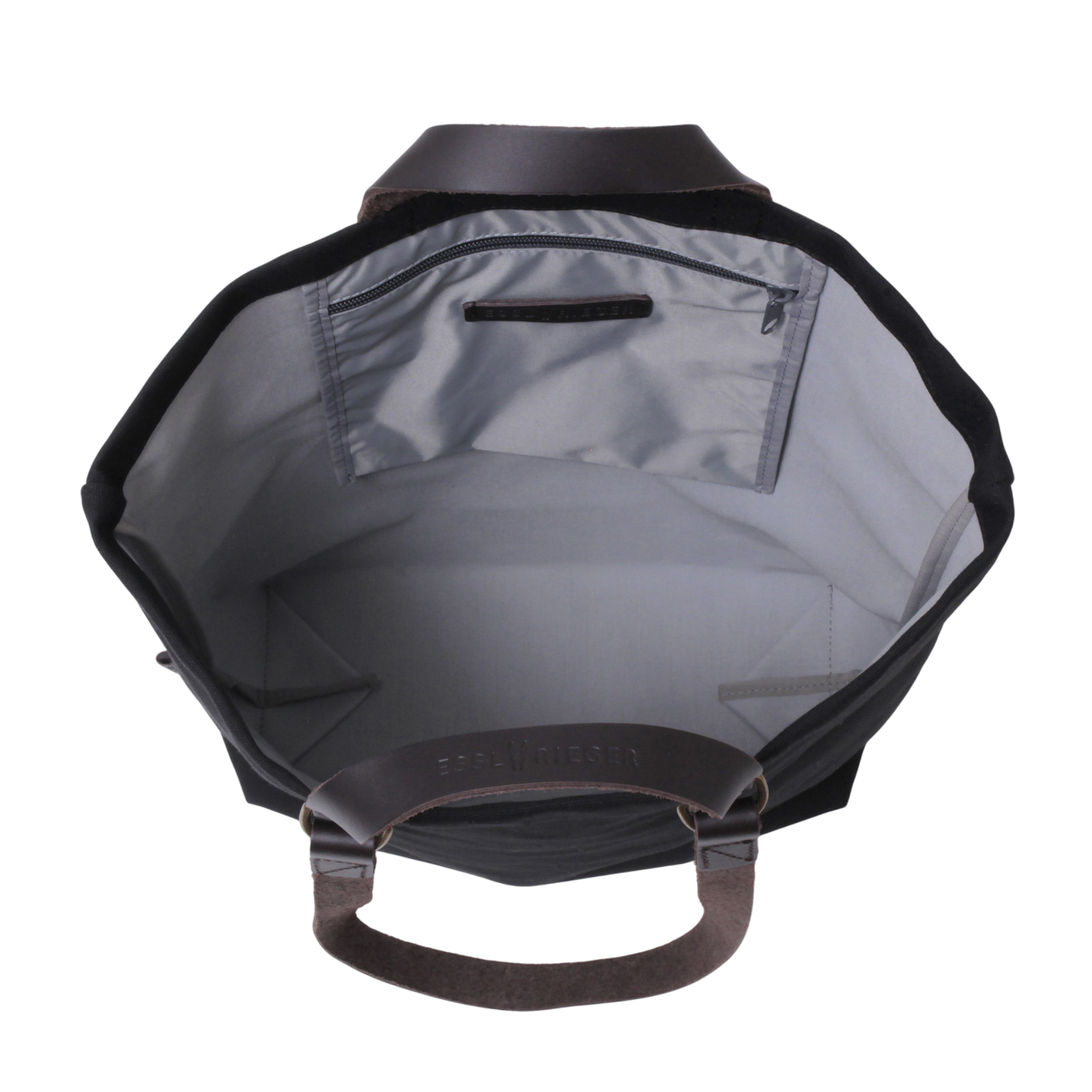 Shopper Sam noir, cuir marron