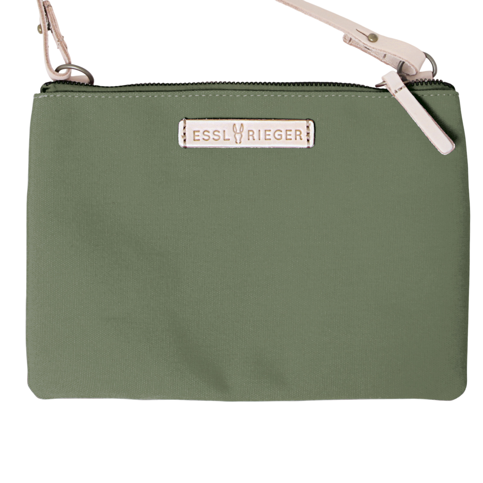 Clutch Charlie olive, natural leather