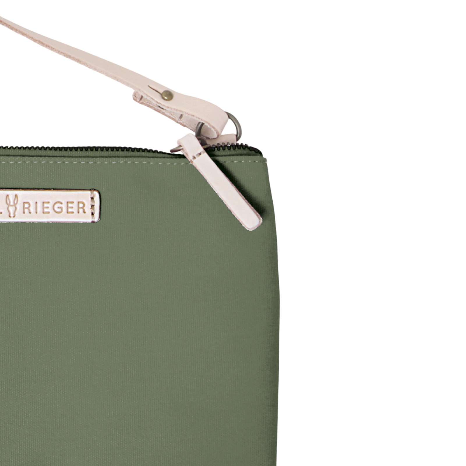 Clutch Charlie olive, natural leather