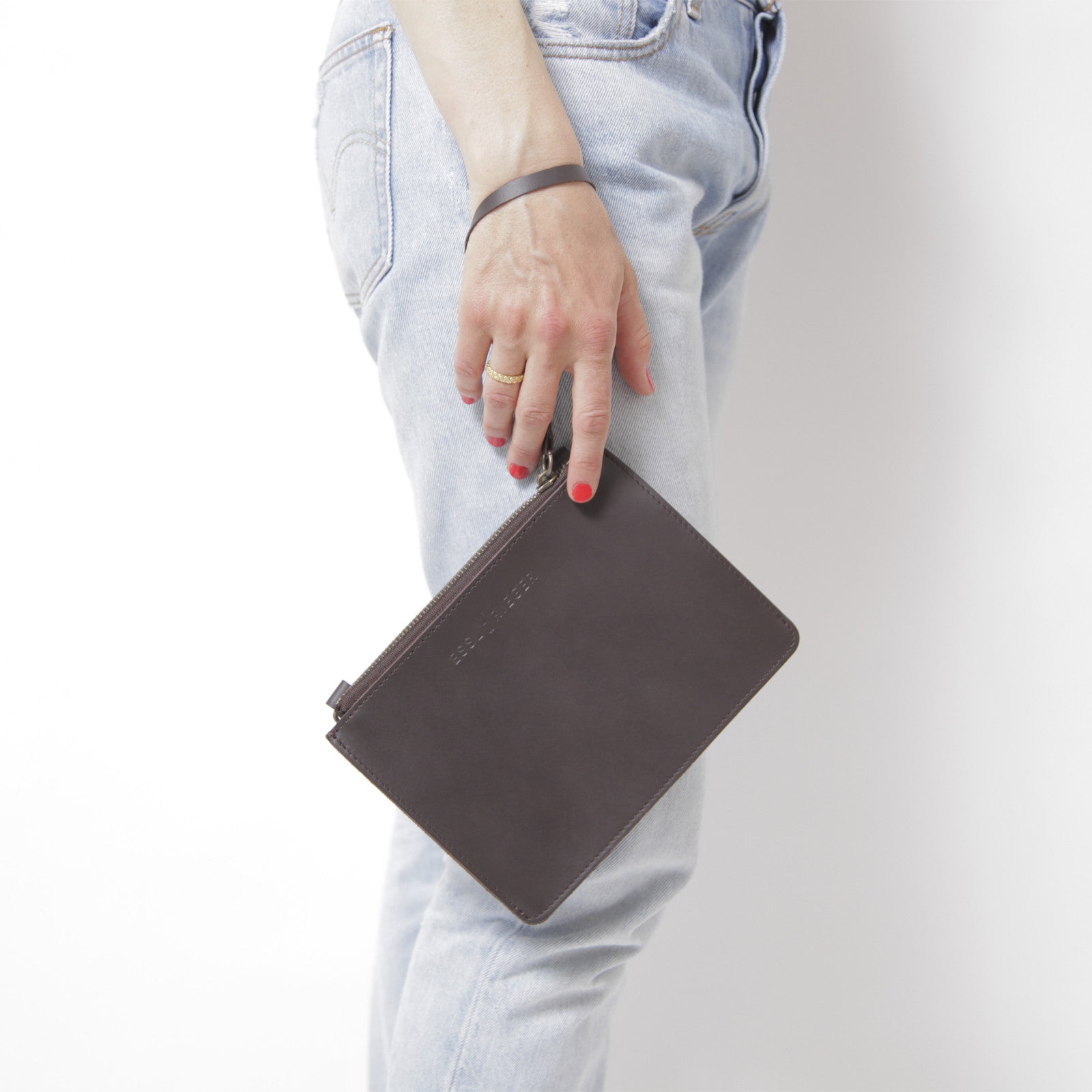 Pochette Chelsea en cuir marron