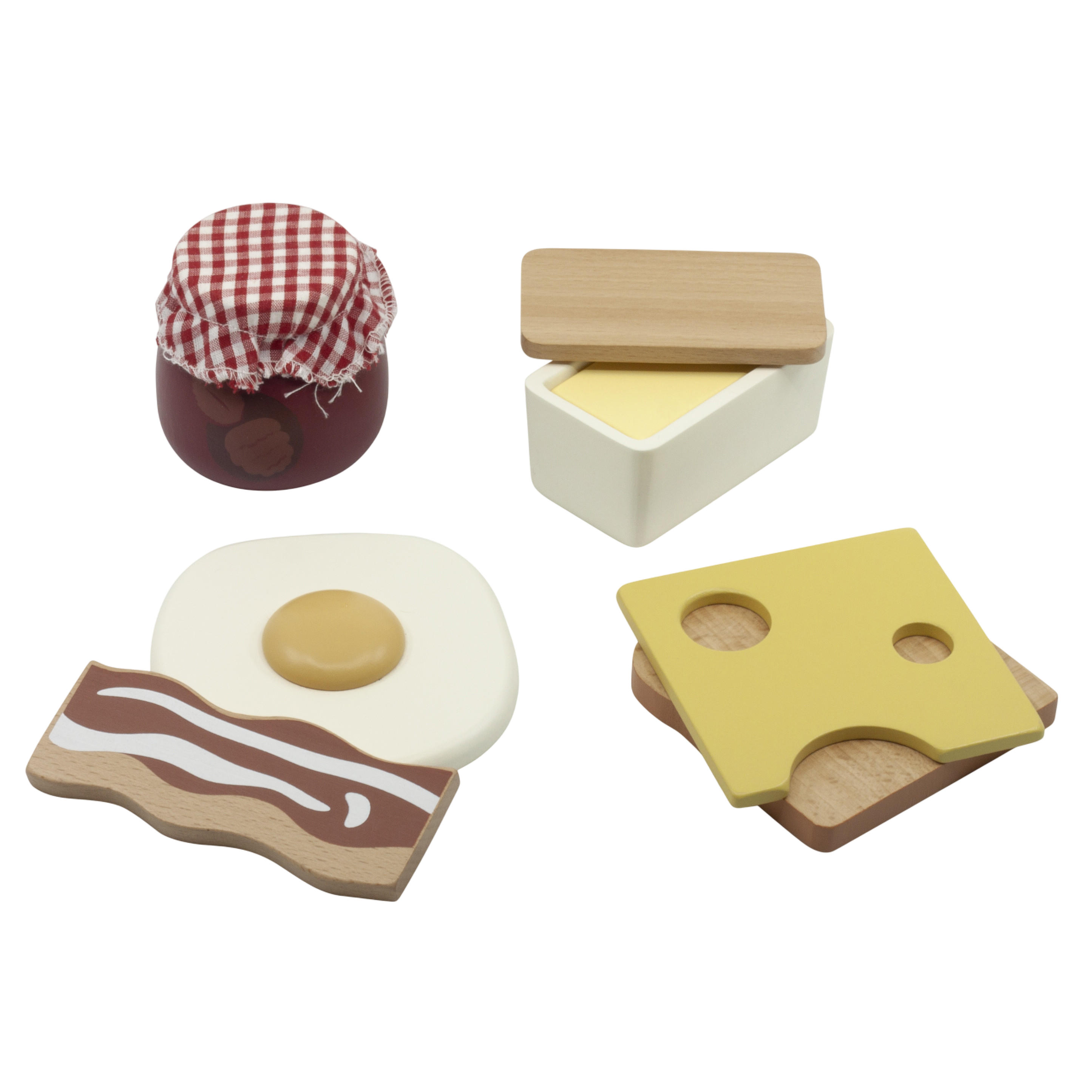 Toy food breakfast made of wood