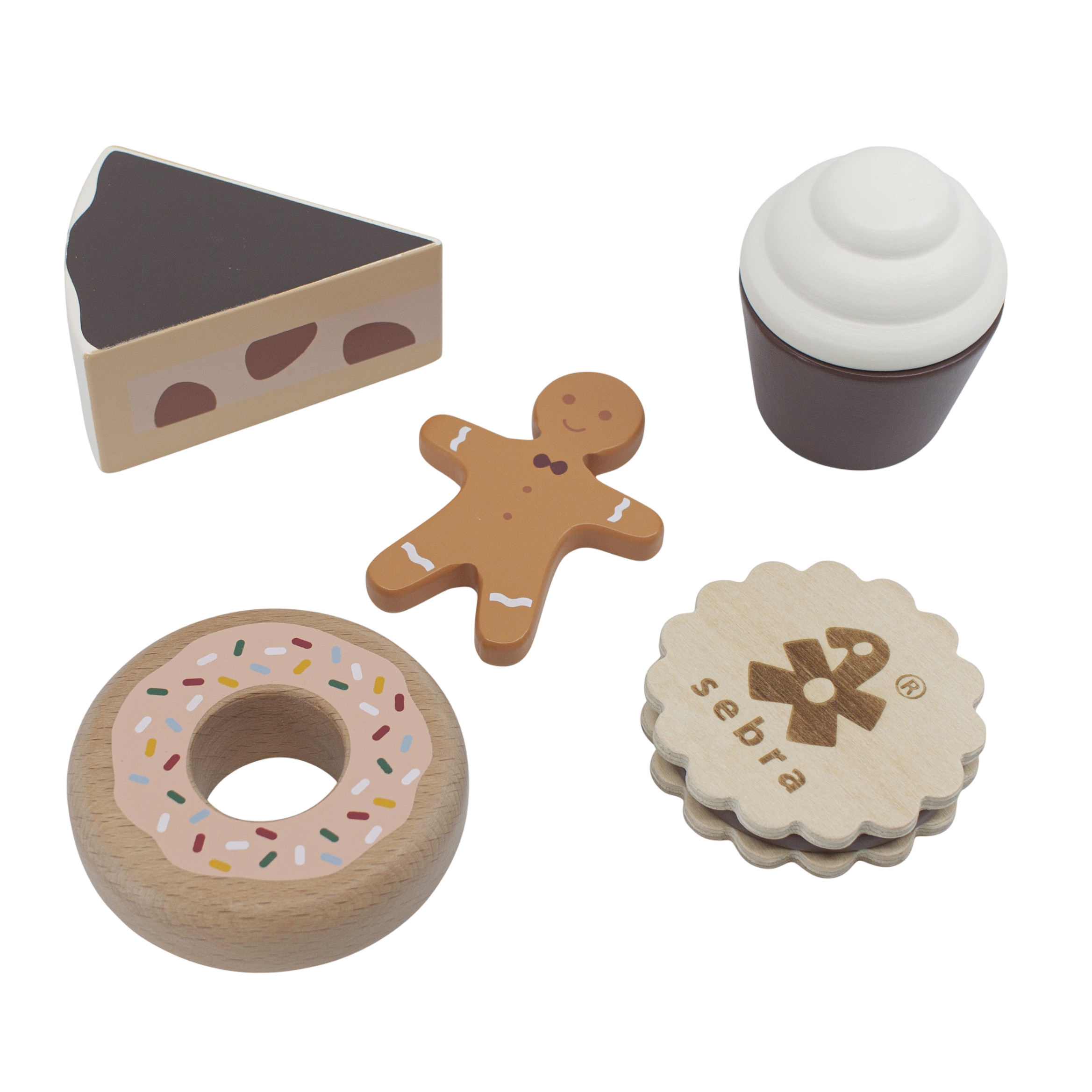 Toy food Cakes and cookies made of wood