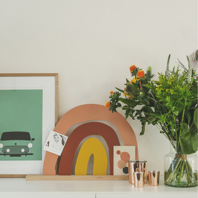 Hakuna rainbow magnetic board with oak holder - Multi