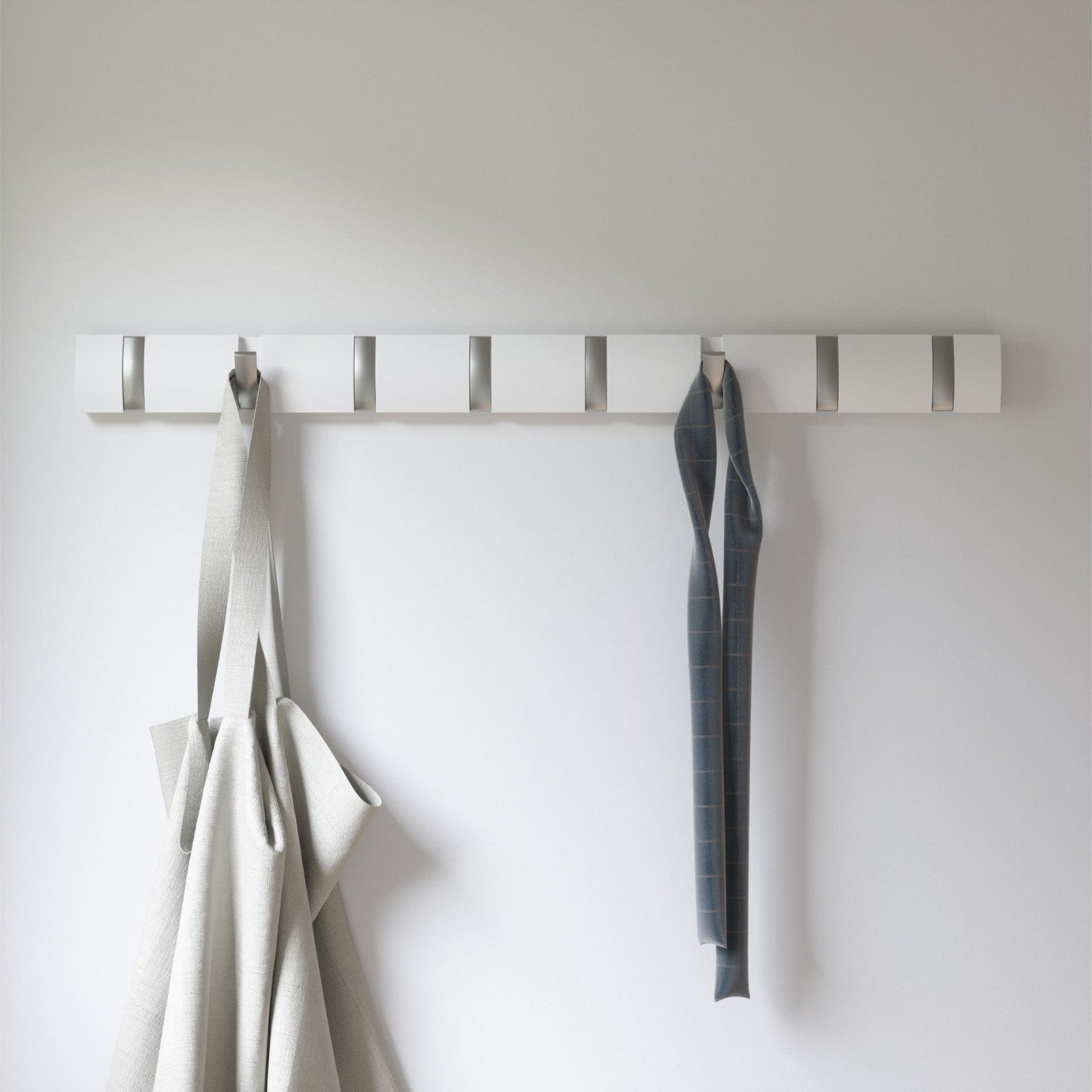 Coat rack Flip 8 hooks, white / silver