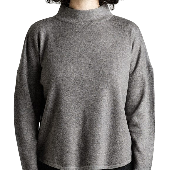 Pull-over en tricot mérinos gris