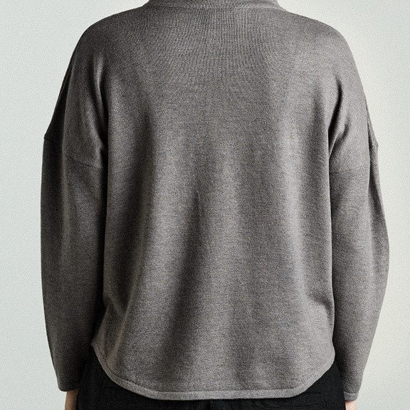 Pull-over en tricot mérinos gris